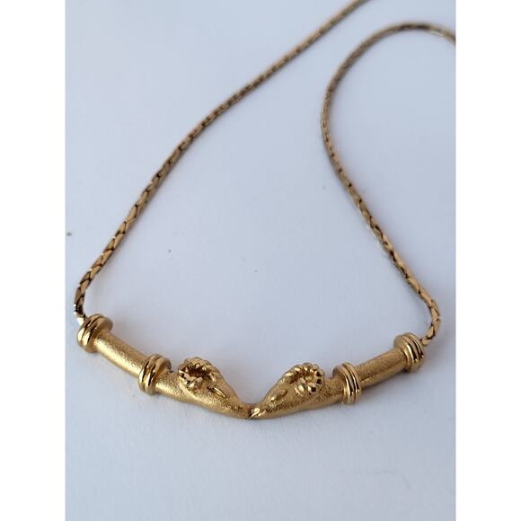 Monet Etruscan Cobra Chain Vintage 2 Rams Heads Signed 1970s - Picture 10 of 10